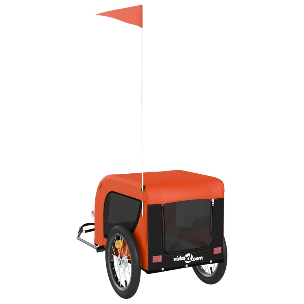 vidaXL Remorque de vélo pour animaux de compagnie orange et noir