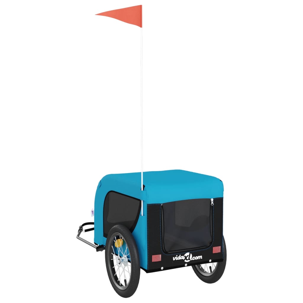 vidaXL Remorque de vélo pour animaux de compagnie bleu et noir