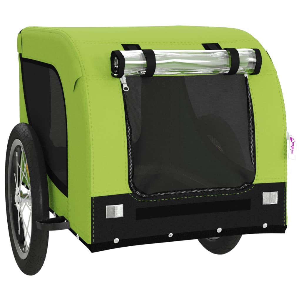 vidaXL Remorque de vélo pour animaux de compagnie vert et noir