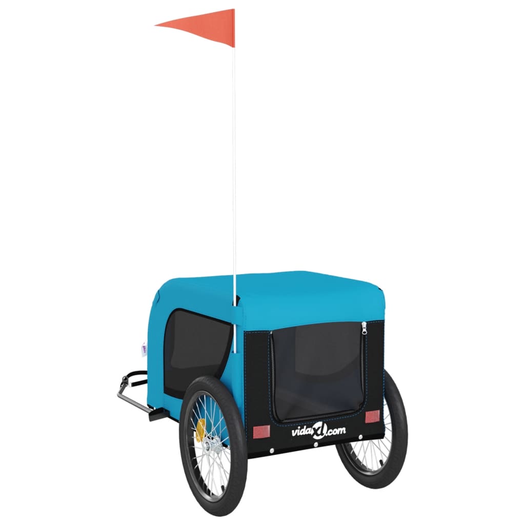 vidaXL Remorque de vélo pour animaux de compagnie bleu et noir