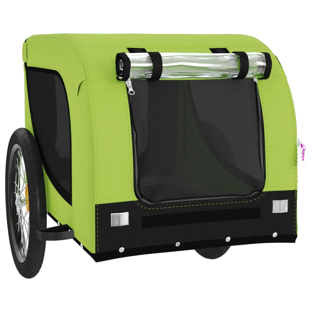 vidaXL Remorque de vélo pour animaux de compagnie vert et noir