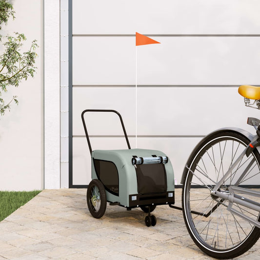 vidaXL Remorque de vélo pour animaux de compagnie gris et noir