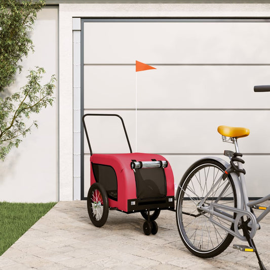 vidaXL Remorque de vélo pour animaux de compagnie rouge et noir