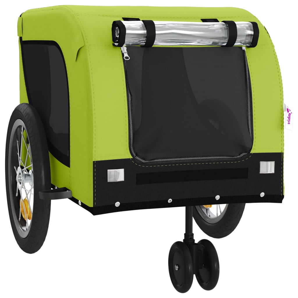 vidaXL Remorque de vélo pour animaux de compagnie vert et noir