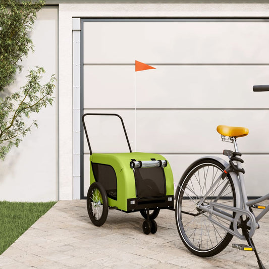 vidaXL Remorque de vélo pour animaux de compagnie vert et noir