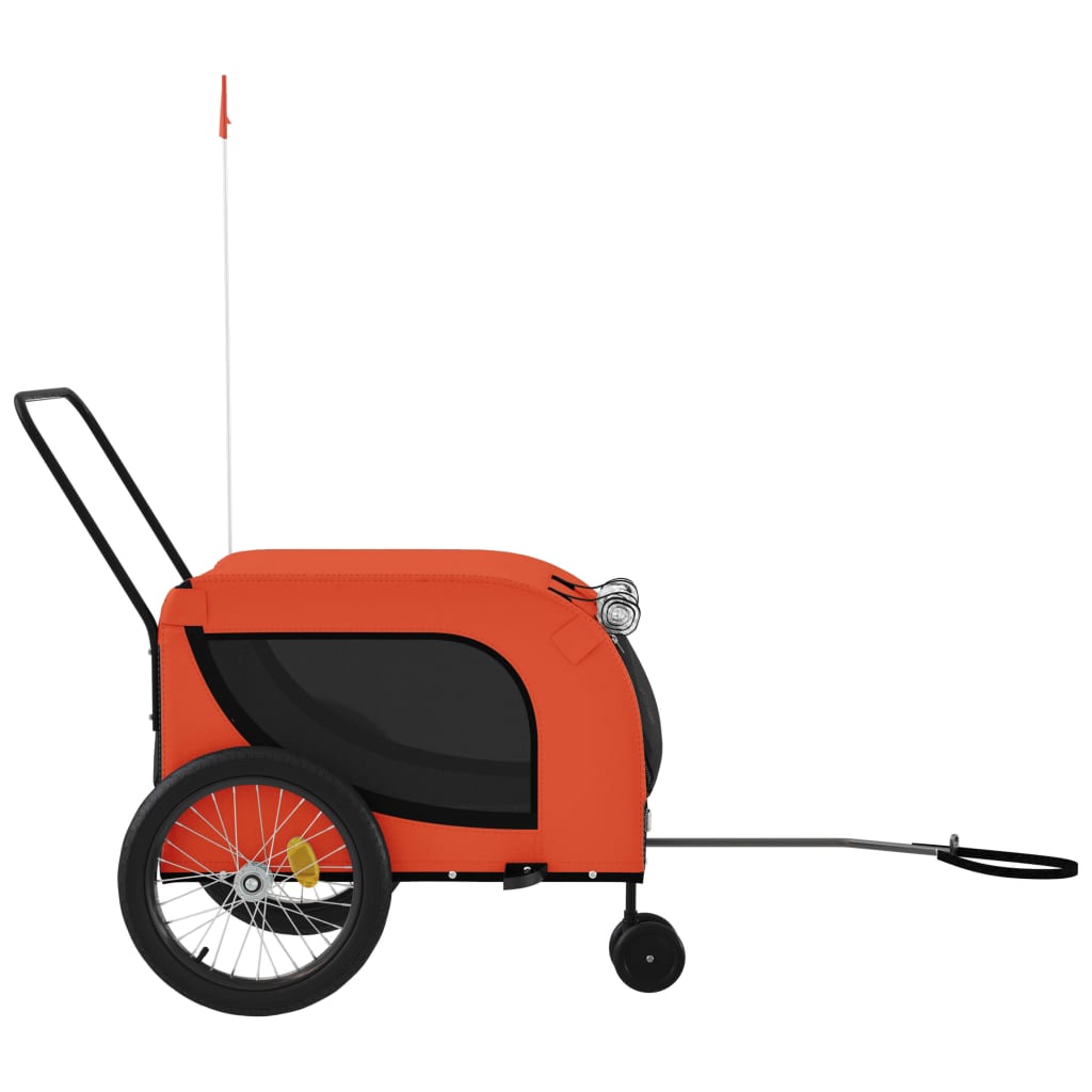 vidaXL Remorque de vélo pour animaux de compagnie orange et noir