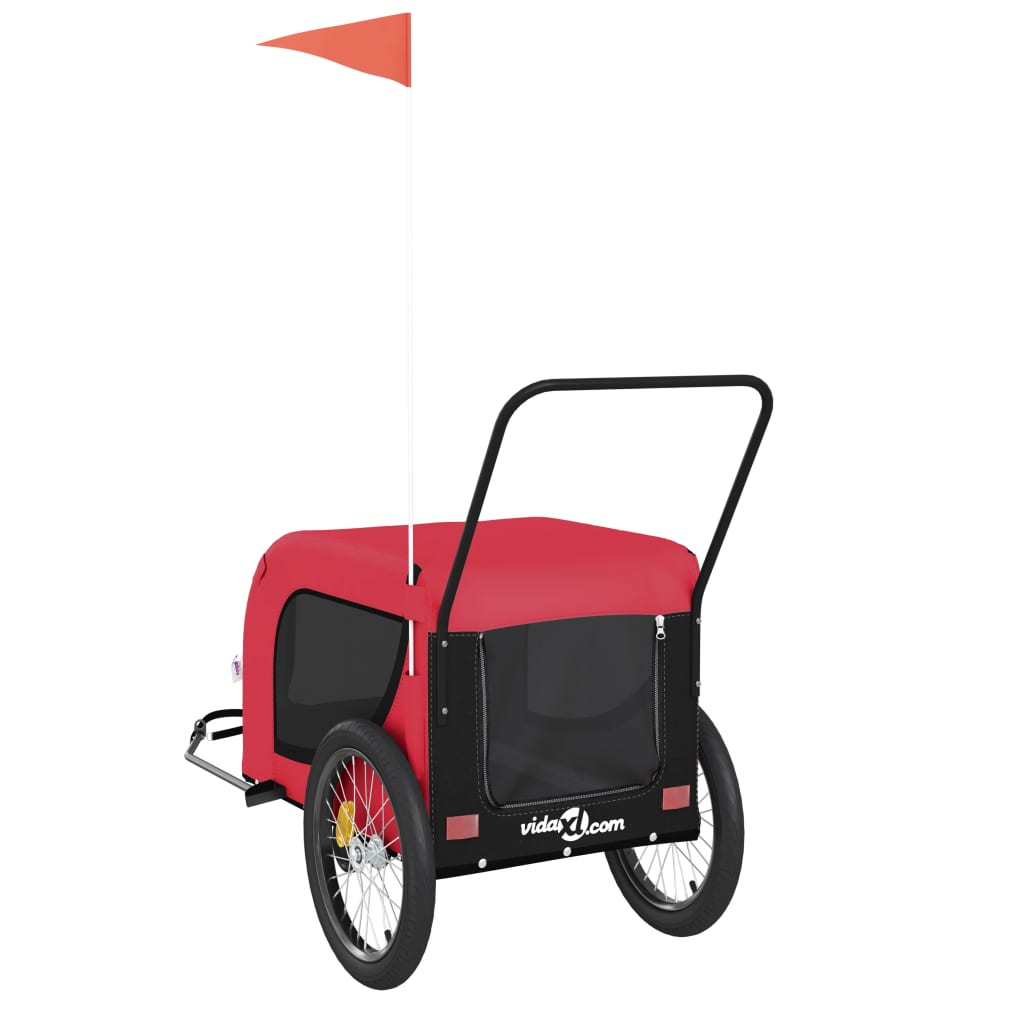 vidaXL Remorque de vélo pour animaux de compagnie rouge et noir