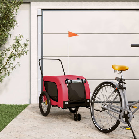 vidaXL Remorque de vélo pour animaux de compagnie rouge et noir
