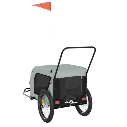 vidaXL Remorque de vélo pour animaux de compagnie gris et noir