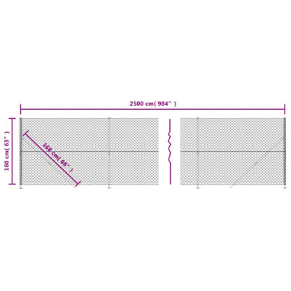 vidaXL Clôture à mailles losangées avec bride anthracite 1,6x25 m