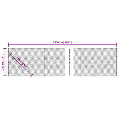 vidaXL Clôture à mailles losangées avec bride anthracite 2x25 m