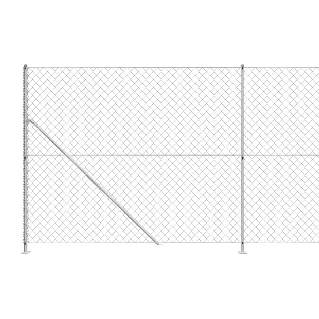 vidaXL Clôture en mailles de chaîne avec bride argenté 1,6x25 m