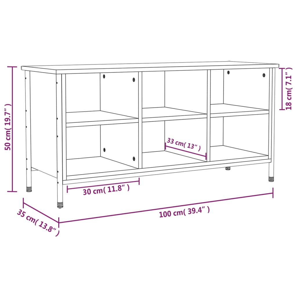 vidaXL Armoire à chaussures sonoma gris 100x35x50 cm bois d'ingénierie