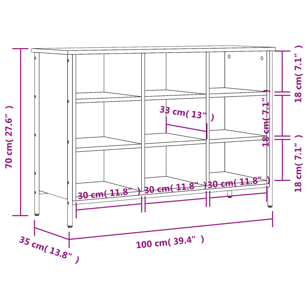 vidaXL Armoire à chaussures sonoma gris 100x35x70 cm bois d'ingénierie