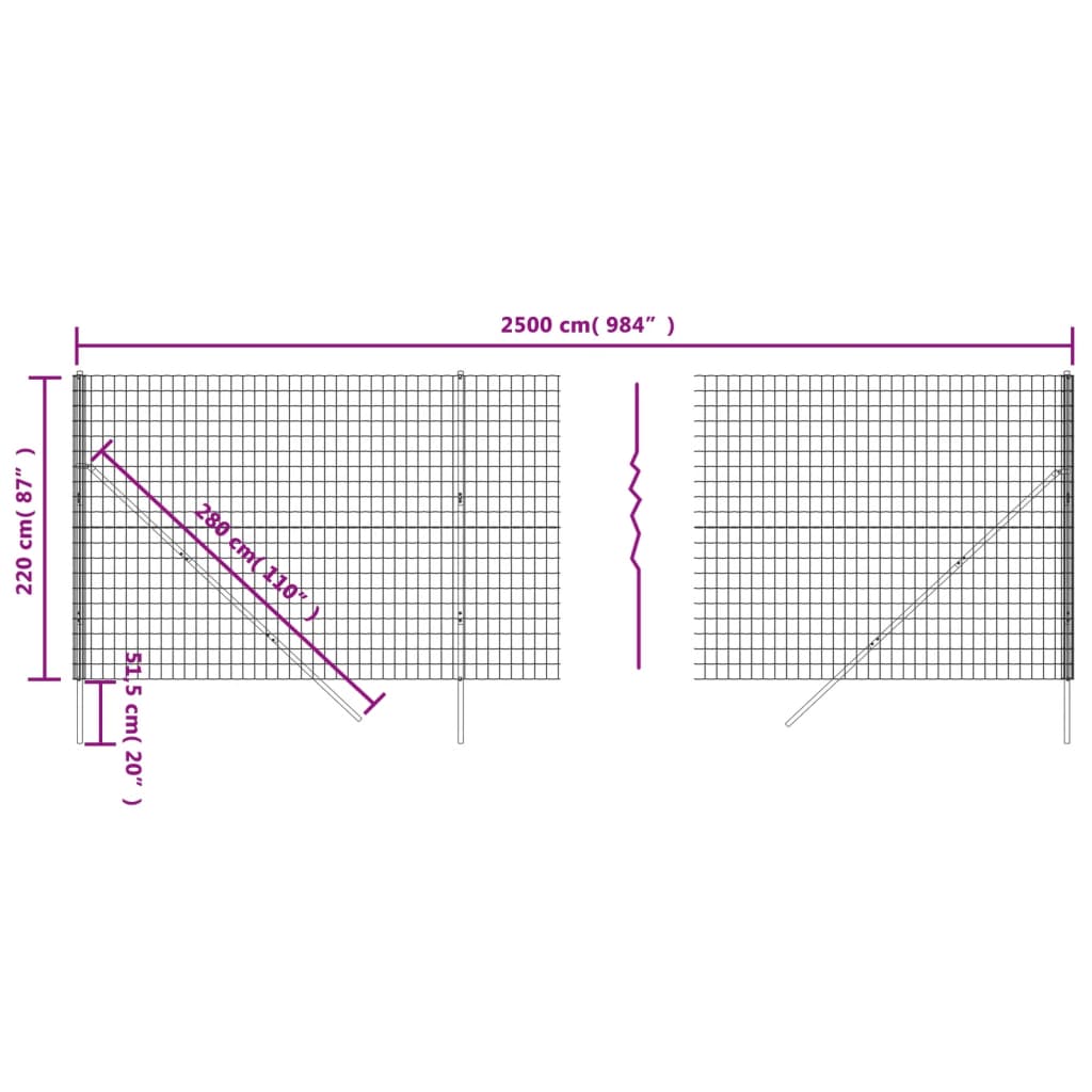 vidaXL Clôture en treillis métallique vert 2,2x25 m acier galvanisé