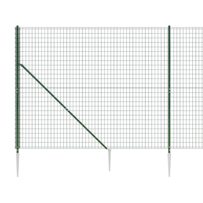 vidaXL Clôture en treillis métallique et piquet d'ancrage vert 2x25 m