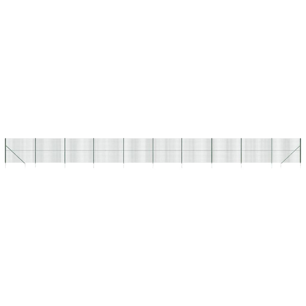 vidaXL Clôture en treillis métallique et piquet d'ancrage vert 2x25 m