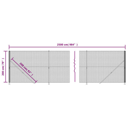 vidaXL Clôture en treillis métallique avec bride vert 2x25 m