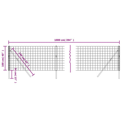 vidaXL Clôture en treillis métallique anthracite 1x10m acier galvanisé