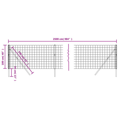 vidaXL Clôture en treillis métallique anthracite 1x25m acier galvanisé
