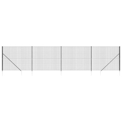 vidaXL Clôture en treillis métallique et ancrage anthracite 1,4x10 m