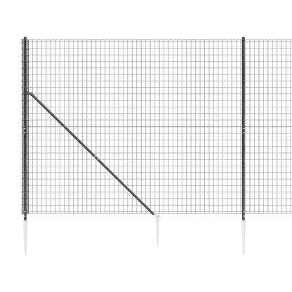 vidaXL Clôture en treillis métallique et ancrage anthracite 1,4x25 m