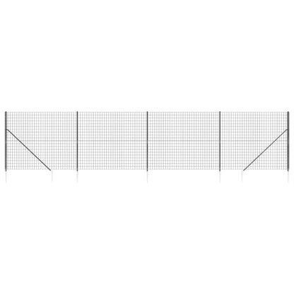 vidaXL Clôture en treillis métallique et ancrage anthracite 1,6x10 m