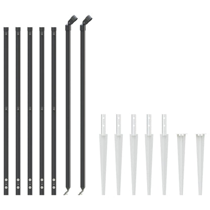vidaXL Clôture en treillis métallique et ancrage anthracite 1x10 m