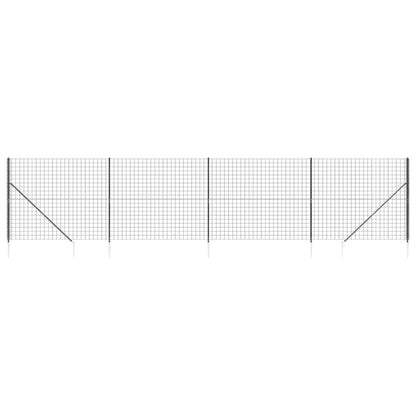 vidaXL Clôture en treillis métallique et ancrage anthracite 1,6x10 m