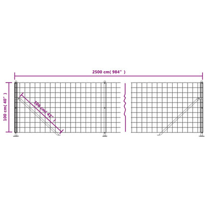 vidaXL Clôture en treillis métallique avec bride anthracite 1x25 m