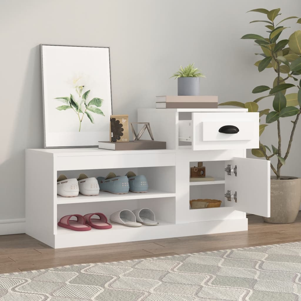 vidaXL Armoire à chaussures blanc 100x42x60 cm bois d'ingénierie