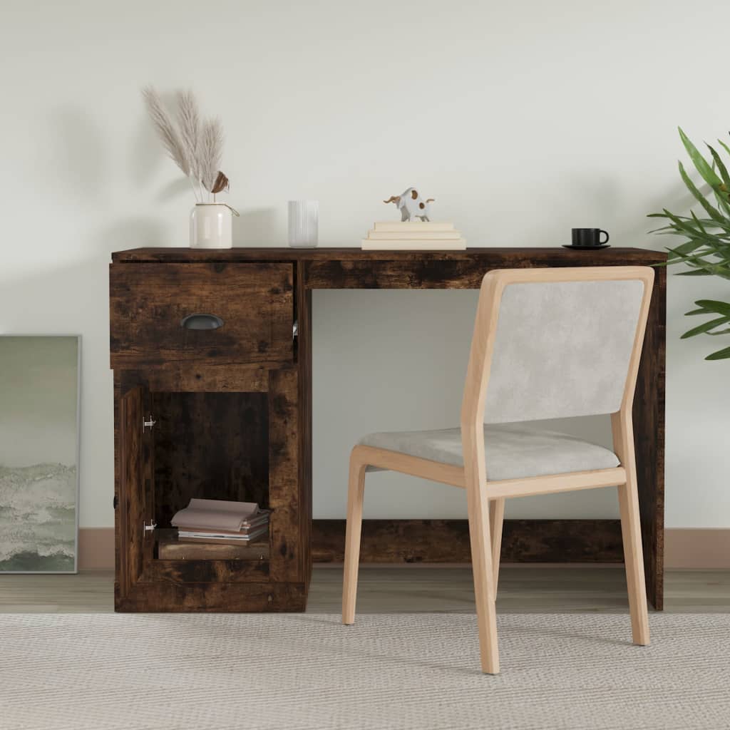vidaXL Bureau avec tiroir chêne fumé 115x50x75 cm bois d'ingénierie