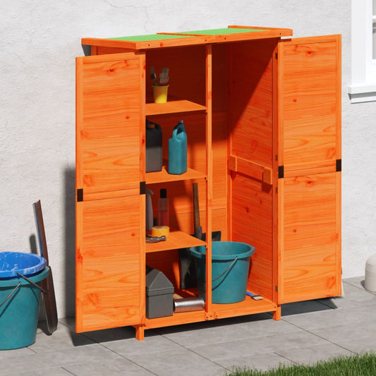 vidaXL Abri à outils de jardin marron 83x57x140 cm bois massif pin