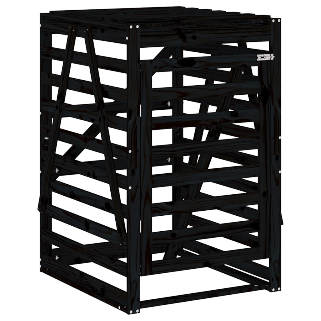 vidaXL Abri pour poubelle double sur roulettes noir bois massif de pin