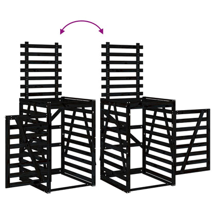 vidaXL Abri pour poubelle double sur roulettes noir bois massif de pin