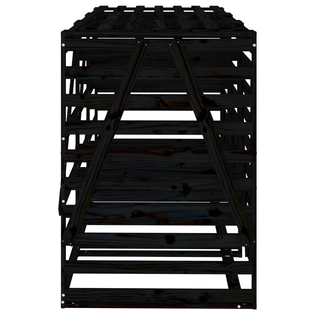 vidaXL Abri pour poubelle triple sur roulettes noir bois massif de pin