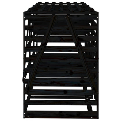 vidaXL Abri pour poubelle triple sur roulettes noir bois massif de pin