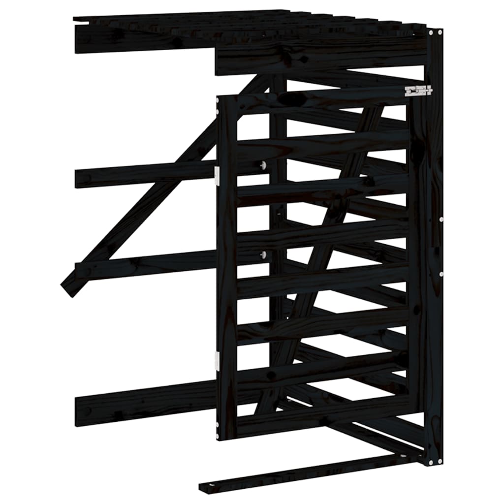 vidaXL Abri pour poubelle triple sur roulettes noir bois massif de pin