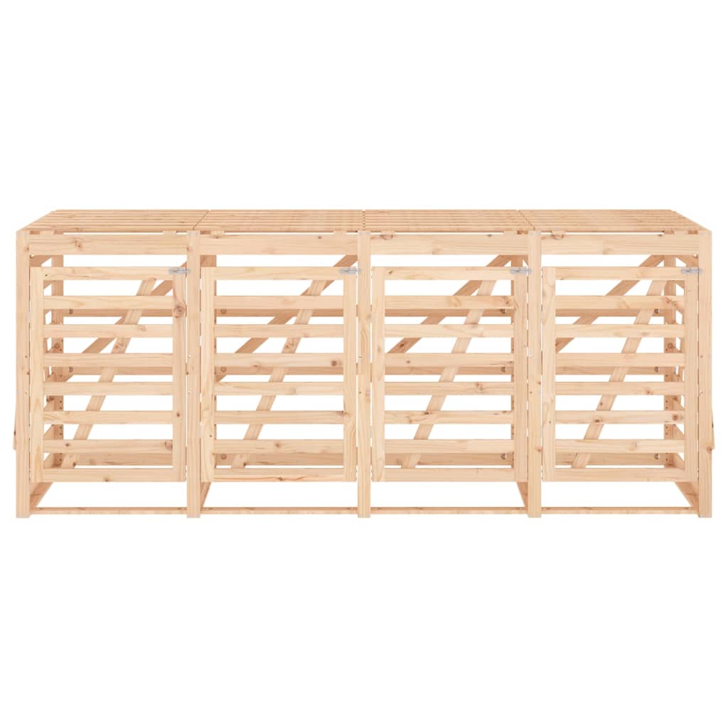 vidaXL Abri de poubelles quadruple sur roulettes bois massif pin
