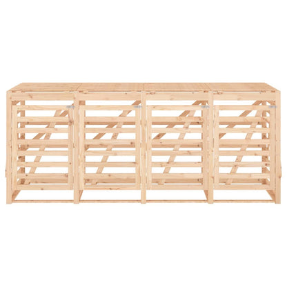 vidaXL Abri de poubelles quadruple sur roulettes bois massif pin
