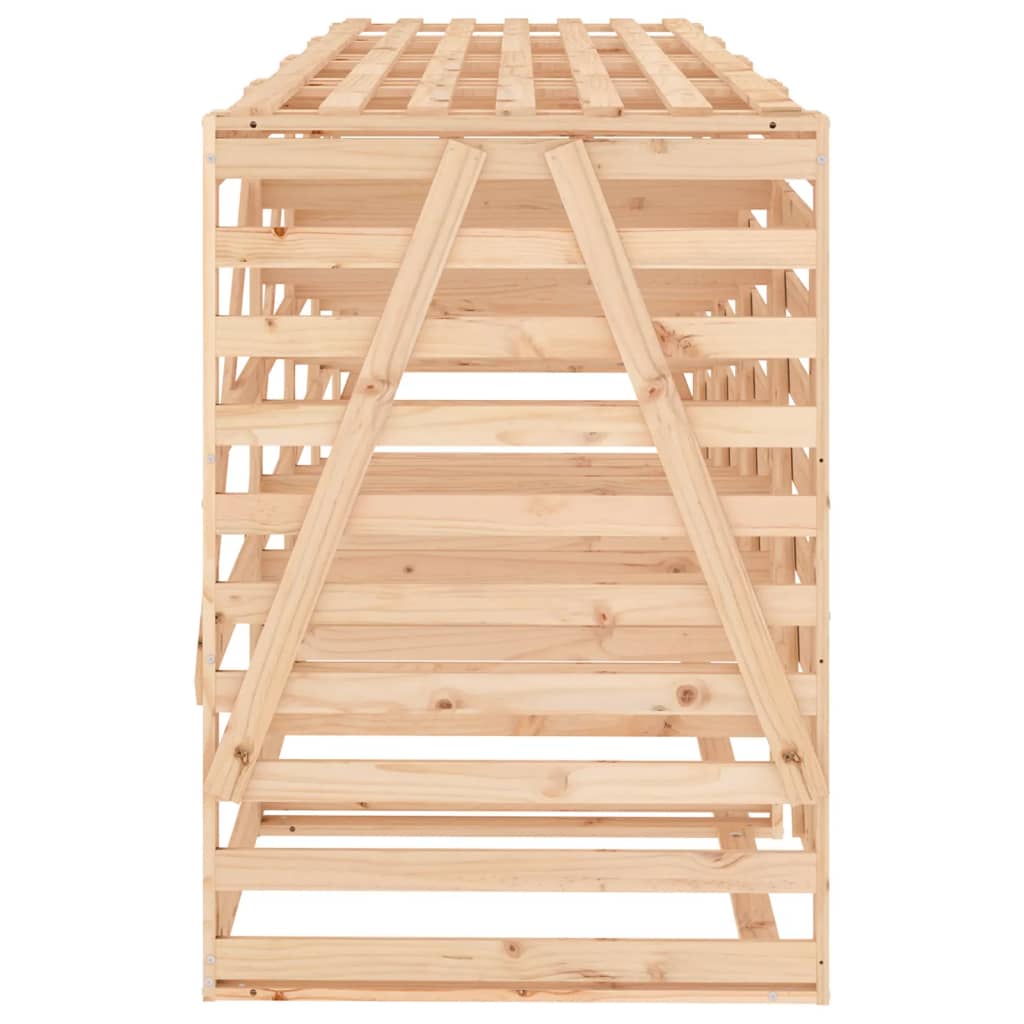 vidaXL Abri de poubelles quadruple sur roulettes bois massif pin