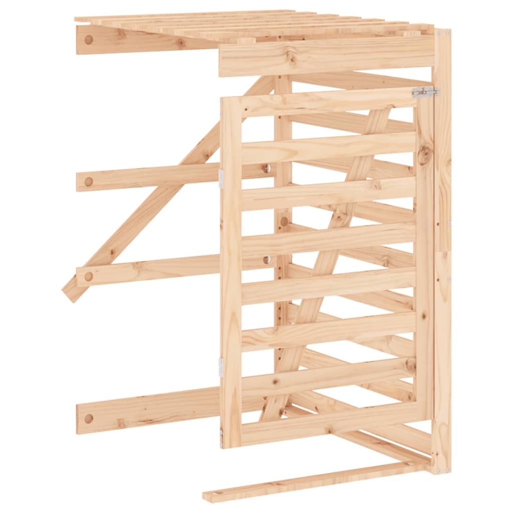 vidaXL Abri de poubelles quadruple sur roulettes bois massif pin