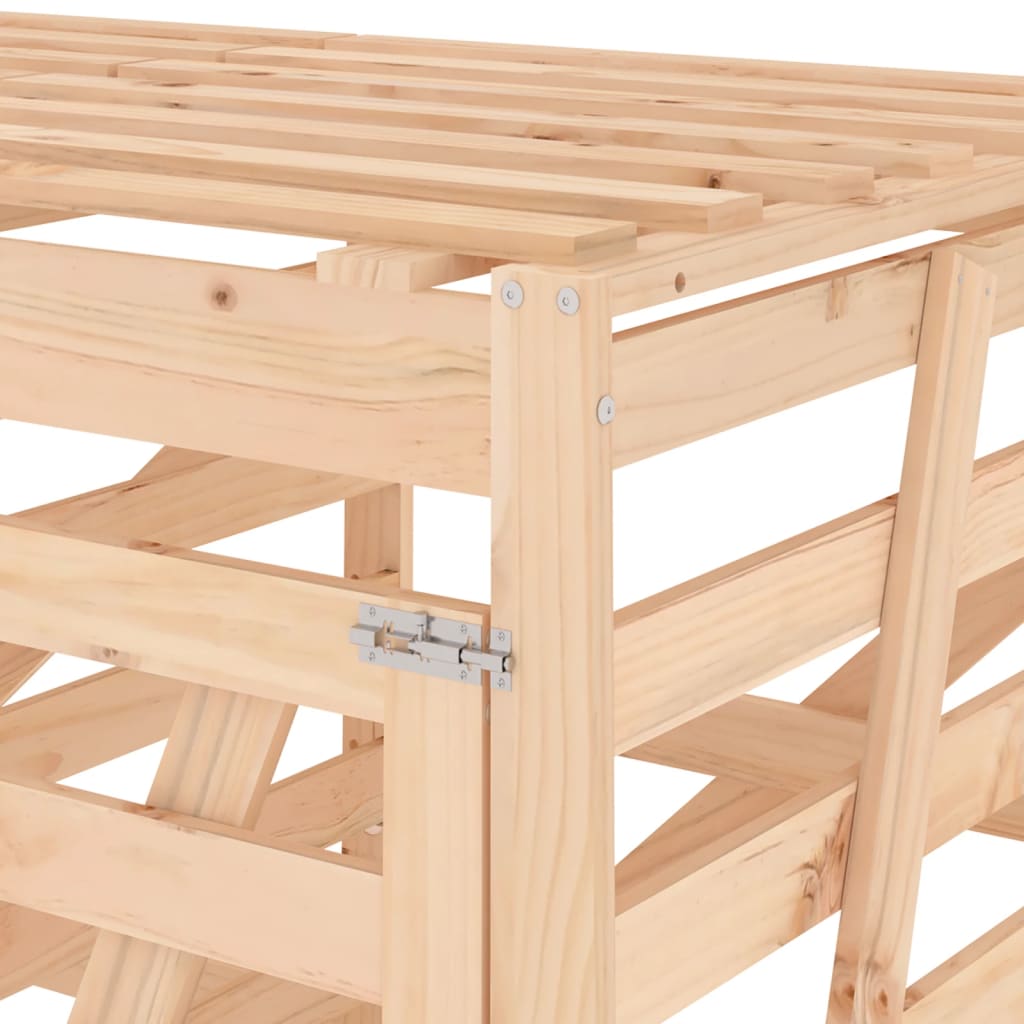 vidaXL Abri de poubelles quadruple sur roulettes bois massif pin
