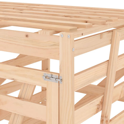 vidaXL Abri de poubelles quadruple sur roulettes bois massif pin