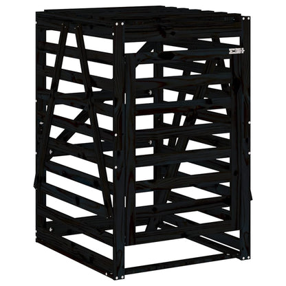 vidaXL Abri pour poubelle quadruple sur roulettes noir bois de pin
