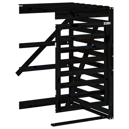 vidaXL Abri pour poubelle quadruple sur roulettes noir bois de pin