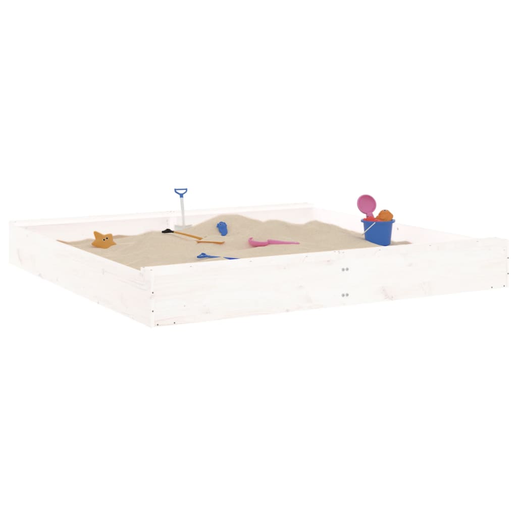 vidaXL Bac à sable avec sièges blanc carré bois de pin massif