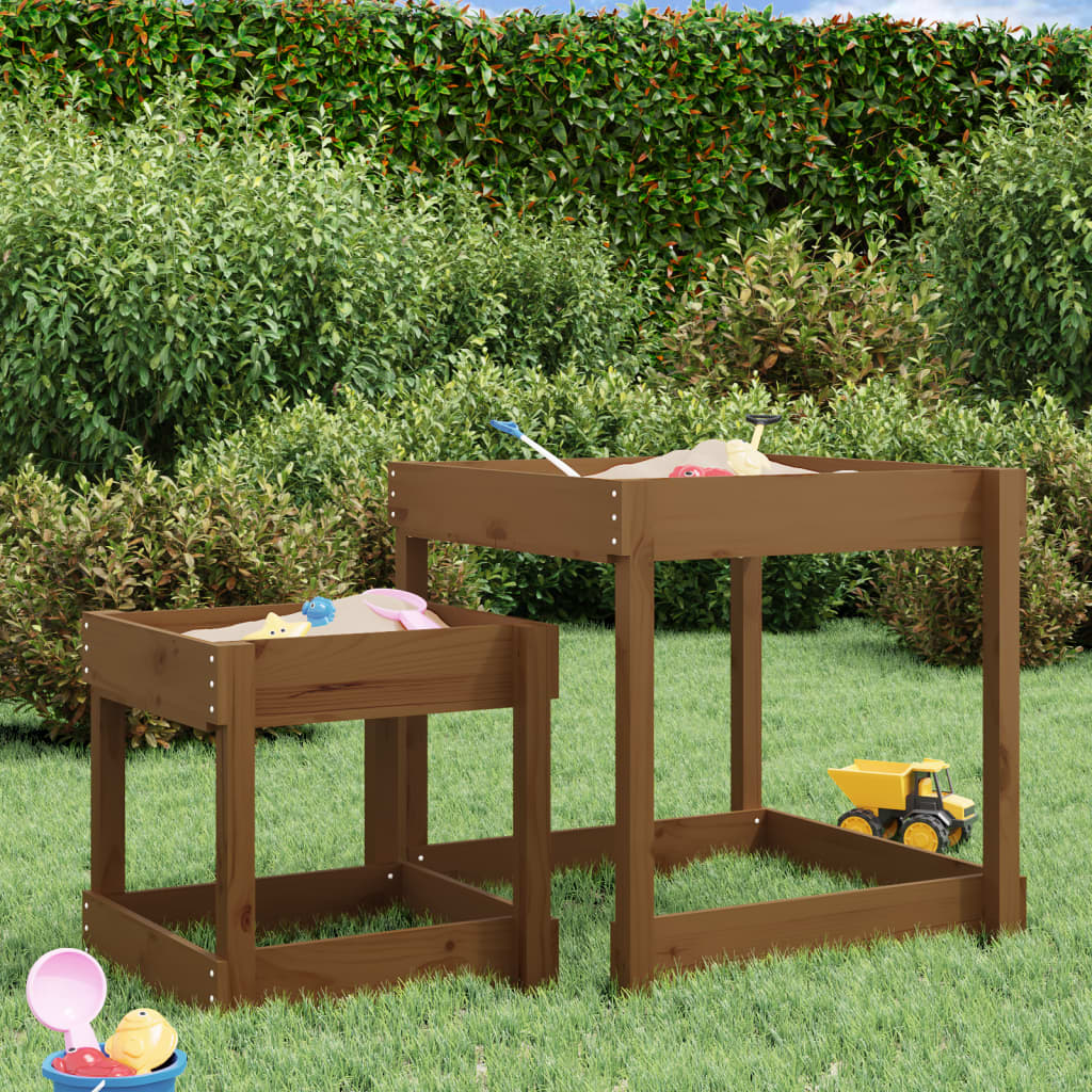 vidaXL Tables à sable 2 pcs marron miel bois de pin massif