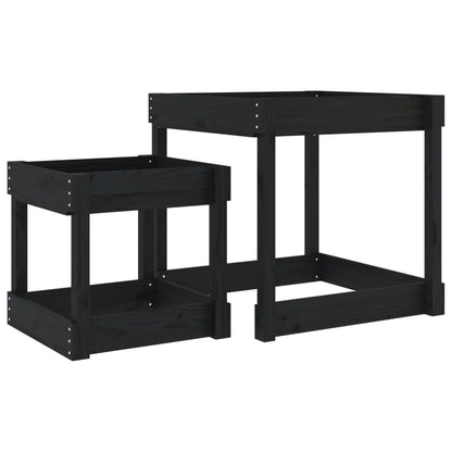vidaXL Tables à sable 2 pcs noir bois de pin massif