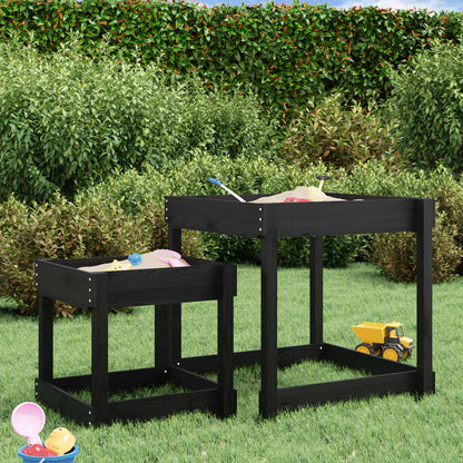 vidaXL Tables à sable 2 pcs noir bois de pin massif